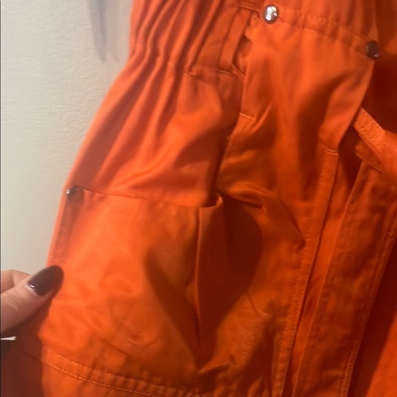 Orange zip up belted lightweight jacket - Picture 3 of 7